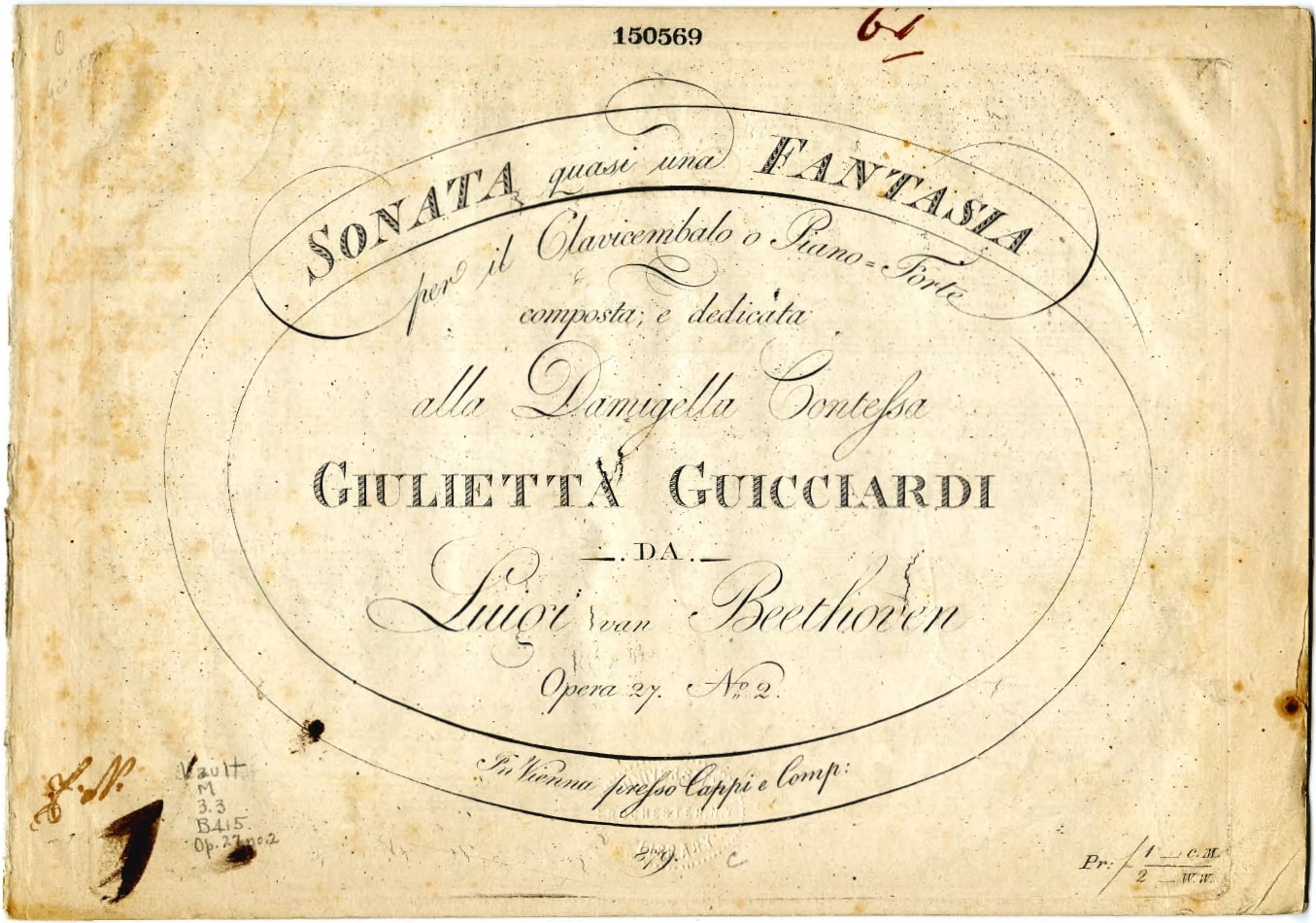 Best Beethoven piano sonatas.  Landscape yellowed title page.