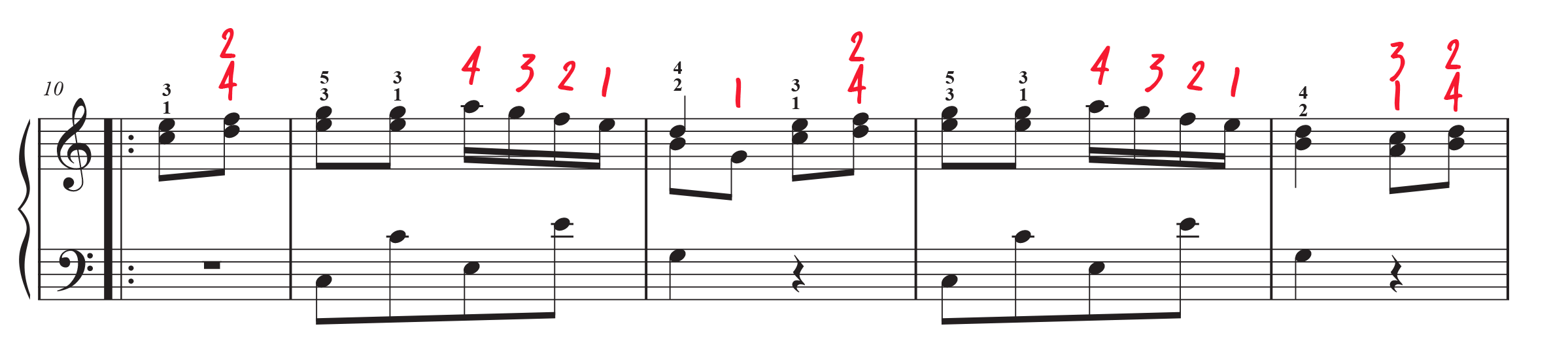 Section B Turkish March sheet music with fingering markings.